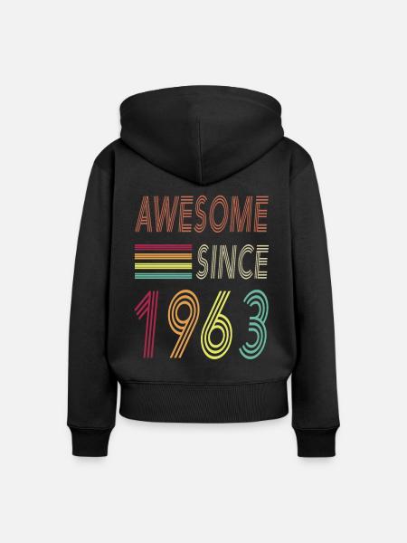 Awesome since 1963 - Frauen Premium Bio Zip Hoodie - Schwarz