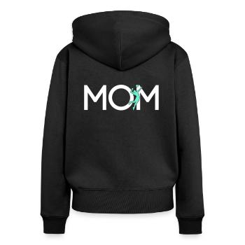 Maman volleyball - Sweat à capuche zippé Premium bio Femme - noir - Dos - Julia (174cm)