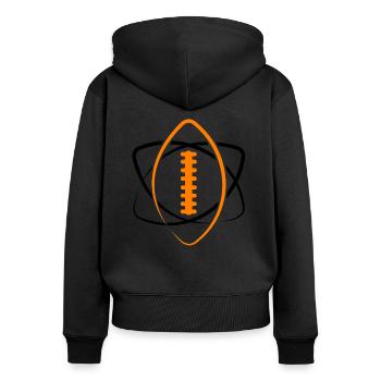American Football Ball Atom Spieler Lineman Tackle - Frauen Premium Bio Zip Hoodie - Schwarz - Hinten - Julia (174cm)