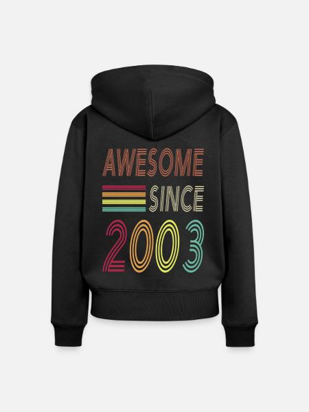 Awesome since 2003 - Frauen Premium Bio Zip Hoodie - Schwarz