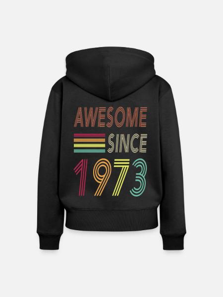 Awesome since 1973 - Frauen Premium Bio Zip Hoodie - Schwarz
