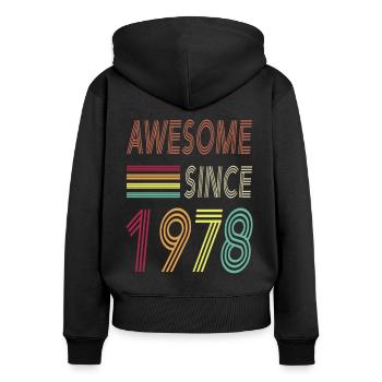 Awesome since 1978 - Women's Premium Organic Zip Hoodie - black - Back - Julia (174cm)