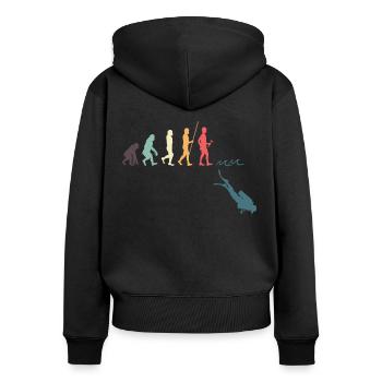 Tauchen Evolution - Frauen Premium Bio Zip Hoodie - Schwarz - Hinten - Julia (174cm)