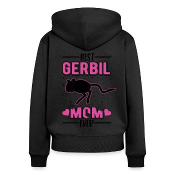 Best Gerbil Mom Ever Rennmaus - Frauen Premium Bio Zip Hoodie - Schwarz - Hinten - Julia (174cm)