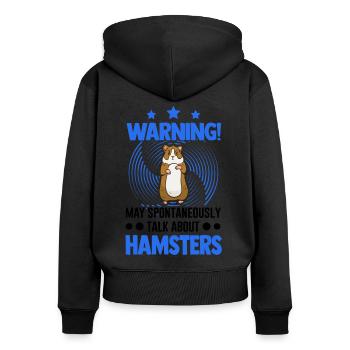 Warnung Hamster Hamsterrad Goldhamster - Frauen Premium Bio Zip Hoodie - Schwarz - Hinten - Julia (174cm)
