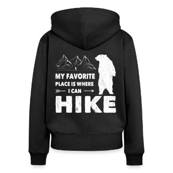 Wandern Favorite Place Where I Can Hike Trekking - Frauen Premium Bio Zip Hoodie - Schwarz - Hinten - Julia (174cm)