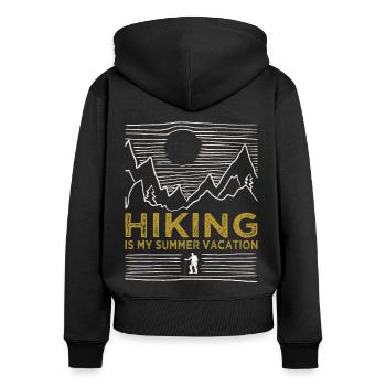 Wandern Hiking Summer Vacation Trekking Wanderer - Frauen Premium Bio Zip Hoodie - Schwarz - Hinten - Julia (174cm)