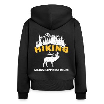 Wandern Hiking Means Happiness In Life Trekking - Frauen Premium Bio Zip Hoodie - Schwarz - Hinten - Julia (174cm)