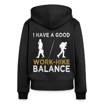 Wandern I Have Good Work Hike Balance Trekking - Frauen Premium Bio Zip Hoodie - Schwarz - Hinten - Julia (174cm)