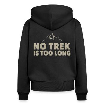 Wandern No Trek Is Too Long Trekking Wanderer - Frauen Premium Bio Zip Hoodie - Schwarz - Hinten - Julia (174cm)