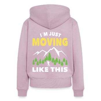 Hiking in Just Moving Like This Trekking Wanderer - Women's Premium Organic Zip Hoodie - dusky pink - Back - Julia (174cm)