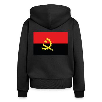 Drapeau officiel de l’Angola Fierté du pays angolais - Sweat à capuche zippé Premium bio Femme - noir - Dos - Julia (174cm)