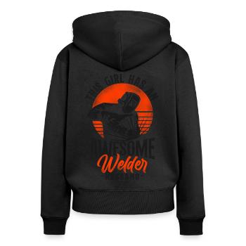 Soudeur Soudeur Femme Mari - Sweat à capuche zippé Premium bio Femme - noir - Dos - Julia (174cm)