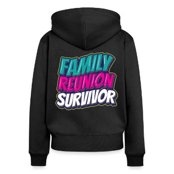 Survivant d’une équipe familiale de regroupement familial - Sweat à capuche zippé Premium bio Femme - noir - Dos - Julia (174cm)