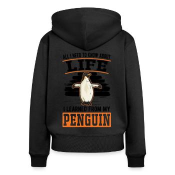 Pingouin Cadeau Pingouin - Sweat à capuche zippé Premium bio Femme - noir - Dos - Julia (174cm)