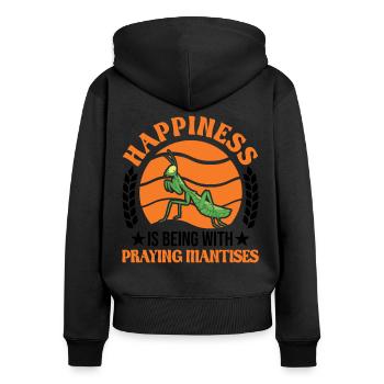 Gottesanbeterin Mantis Fangschrecke - Frauen Premium Bio Zip Hoodie - Schwarz - Hinten - Julia (174cm)