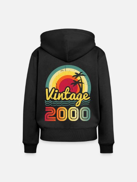 2000 - Frauen Premium Bio Zip Hoodie - Schwarz