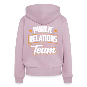Team Öffentlichkeitsarbeit Public Relations Job PR - Women's Premium Organic Zip Hoodie - dusky pink - Back - Julia (174cm)