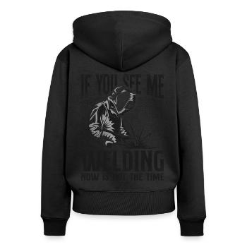 Welder Welding Vintage If You See - Frauen Premium Bio Zip Hoodie - Schwarz - Hinten - Julia (174cm)