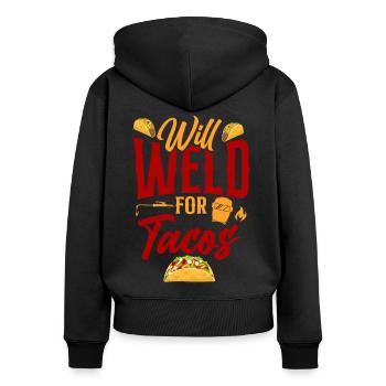 Welder Welding Taco Will Weld For - Frauen Premium Bio Zip Hoodie - Schwarz - Hinten - Julia (174cm)