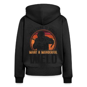 Welder Welding Pun Vintage Retro - Women's Premium Organic Zip Hoodie - black - Back - Julia (174cm)