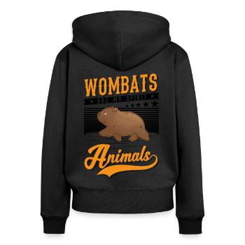 Les wombats sont mes animaux spirituels - Sweat à capuche zippé Premium bio Femme - noir - Dos - Julia (174cm)