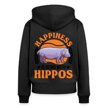 Hippo Lucky Hippo Hippo - Women's Premium Organic Zip Hoodie - black - Back - Julia (174cm)