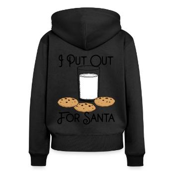Ich mache mich auf den Weg zum Weihnachtsmann - Frauen Premium Bio Zip Hoodie - Schwarz - Hinten - Julia (174cm)