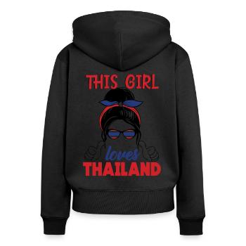 Thaïlande Fille - Sweat à capuche zippé Premium bio Femme - noir - Dos - Julia (174cm)