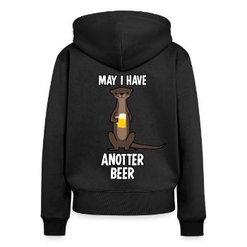 Loutre à la bière - Sweat à capuche zippé Premium bio Femme - noir - Dos - Julia (174cm)