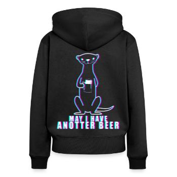 Otter Beer Rave Techno Raver Seeotter - Sweat à capuche zippé Premium bio Femme - noir - Dos - Julia (174cm)