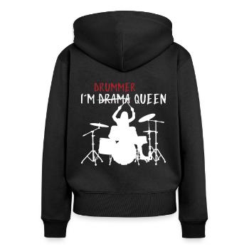 Im Drummer Queen Drum Set Funny Drummer Girl - Frauen Premium Bio Zip Hoodie - Schwarz - Hinten - Julia (174cm)