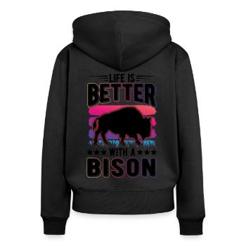 Life is better with a Bison Water Buffalo Buffalo Buffalo - Women's Premium Organic Zip Hoodie - black - Back - Julia (174cm)
