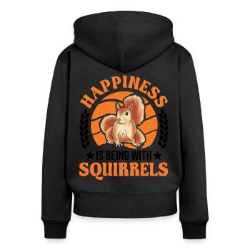 Écureuil Chance Écureuil Gris - Sweat à capuche zippé Premium bio Femme - noir - Dos - Julia (174cm)