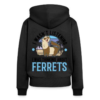 Ferret Lover Ferret Cadeau - Sweat à capuche zippé Premium bio Femme - noir - Dos - Julia (174cm)