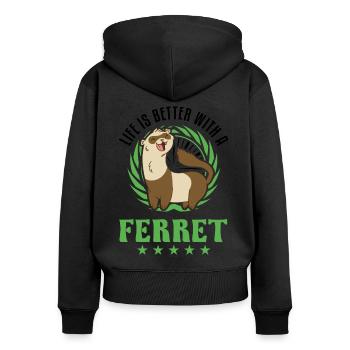 La vie est meilleure avec un Furet Frettchen - Sweat à capuche zippé Premium bio Femme - noir - Dos - Julia (174cm)