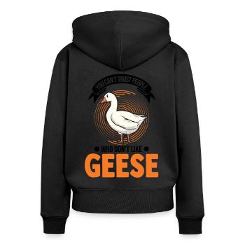 Oies Cadeau oie Amateurs Éleveurs d’oies Éleveurs d’oies - Sweat à capuche zippé Premium bio Femme - noir - Dos - Julia (174cm)