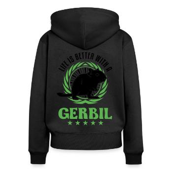 Life is better with a Gerbil racing rat gerbil - Women's Premium Organic Zip Hoodie - black - Back - Julia (174cm)