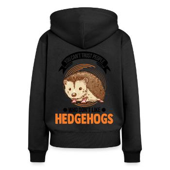 Hedgehog Gift Goose Gel - Women's Premium Organic Zip Hoodie - black - Back - Julia (174cm)