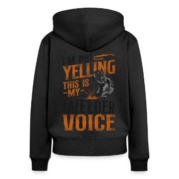 Welder Welding Vintage I'm Not - Frauen Premium Bio Zip Hoodie - Schwarz - Hinten - Julia (174cm)