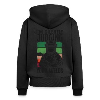 Welder Welding Vintage Retro I'm - Frauen Premium Bio Zip Hoodie - Schwarz - Hinten - Julia (174cm)