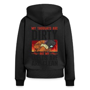 Soudage Soudeur Vintage Mes Pensées - Sweat à capuche zippé Premium bio Femme - noir - Dos - Julia (174cm)