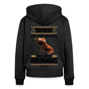 Peut parler spontanément des pandas roux - Sweat à capuche zippé Premium bio Femme - noir - Dos - Julia (174cm)