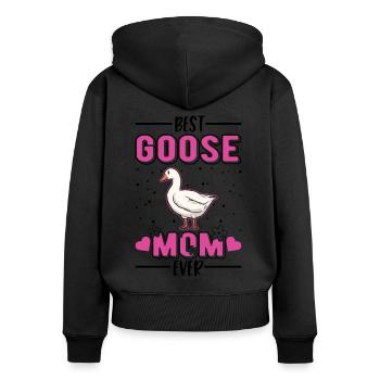 Best Goose Mom Ever Gänse Mama - Frauen Premium Bio Zip Hoodie - Schwarz - Hinten - Julia (174cm)