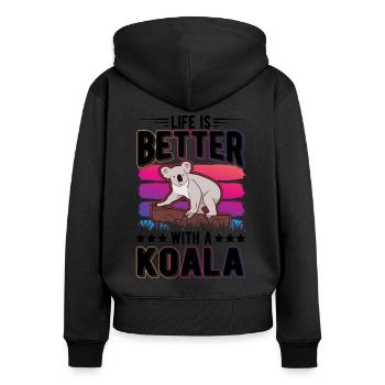 Life is better with a Koala Koala Bear - Women's Premium Organic Zip Hoodie - black - Back - Julia (174cm)