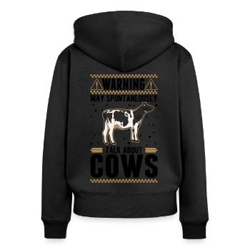 Peut parler spontanément de Vaches Vaches D’élevage Vaches - Sweat à capuche zippé Premium bio Femme - noir - Dos - Julia (174cm)
