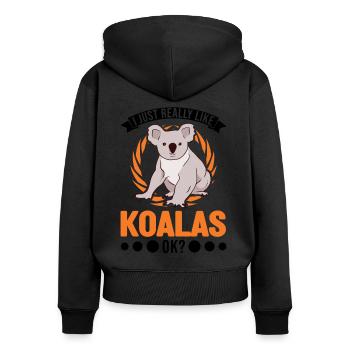 J’aime vraiment les koalas, ok Koalabär - Sweat à capuche zippé Premium bio Femme - noir - Dos - Julia (174cm)
