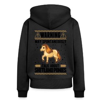 May spontaneously talk about Shetland Ponies - Frauen Premium Bio Zip Hoodie - Schwarz - Hinten - Julia (174cm)