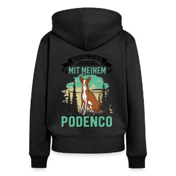 Podenco Spanischer Windhund Ibizan Hound - Frauen Premium Bio Zip Hoodie - Schwarz - Hinten - Julia (174cm)