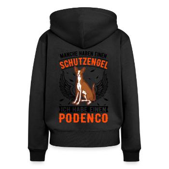Podenco Schutzengel Spanischer Windhund Podenco - Frauen Premium Bio Zip Hoodie - Schwarz - Hinten - Julia (174cm)